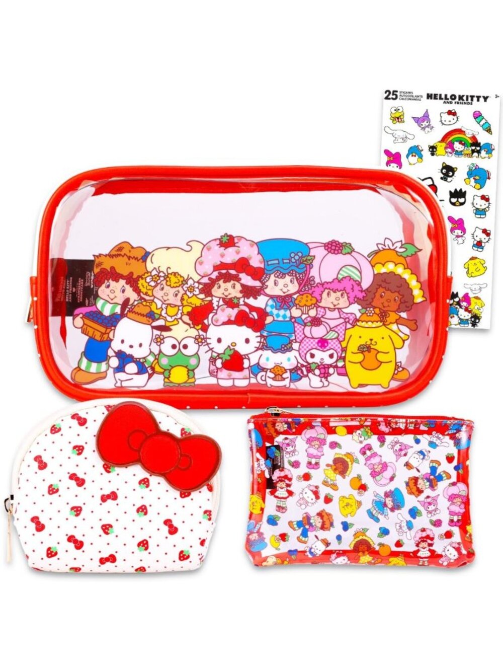 Cute Cosmetic Bag Set with 3 Cases for Makeup & Travel | Stickers Included!